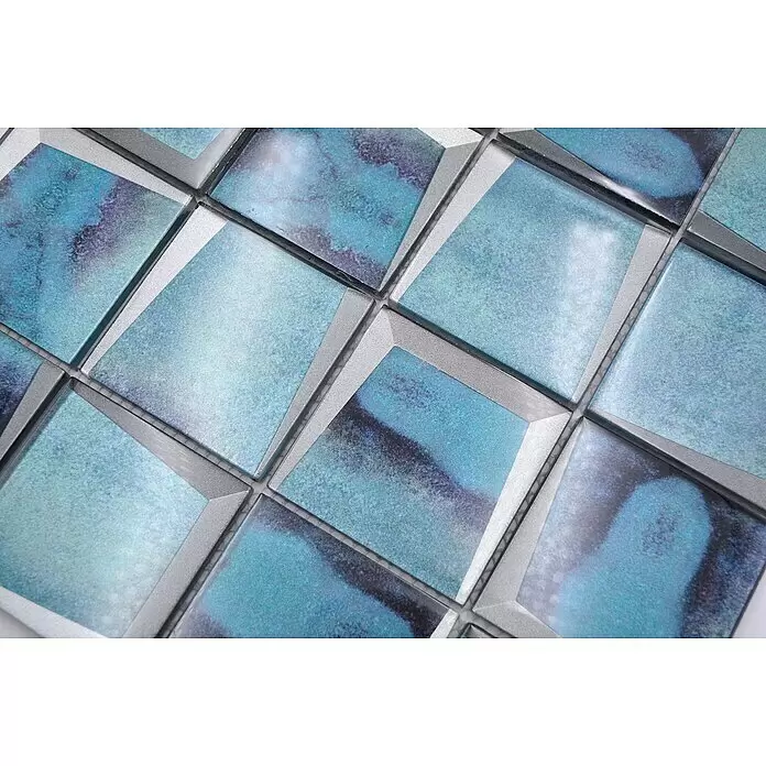 Mosaikfliese Quadrat Crystal XBH B10 - 30 x 30 cm, Blau, Glänzend - Detailaufnahme