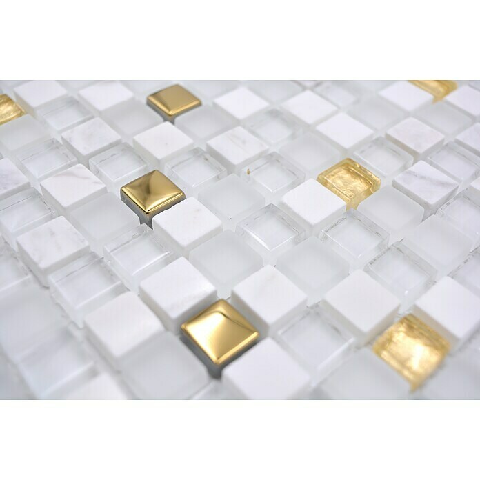 Mozaik pločica Crystal Mix XCM M640  (30 x 30 cm, Bijelo-zlatne boje, Sjaj) | BAUHAUS