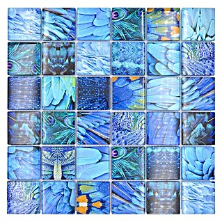 Mozaïektegel Vierkant Crystal Wildlife XCM WL78 (29,8 x 29,8 cm, Blauw, Glanzend)