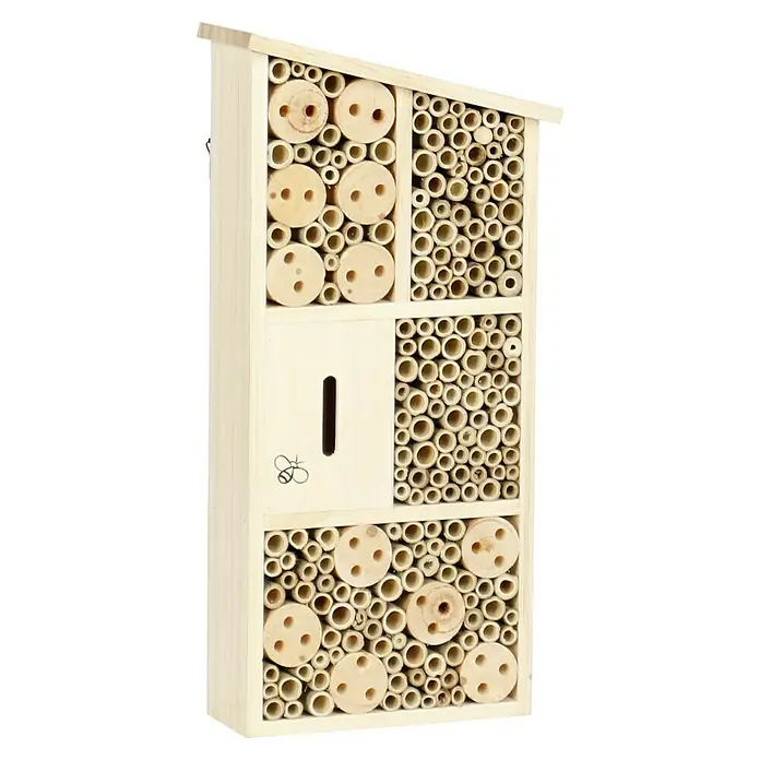 Dobar Insektenhotel - 21,5 x 9 x 44,5 cm, Kiefer, Hellbraun - Das Insektenhotel bietet verschiedenen Insektenarten einen sicheren Unterschlupf und eine ideale Nisthilfe im Garten.