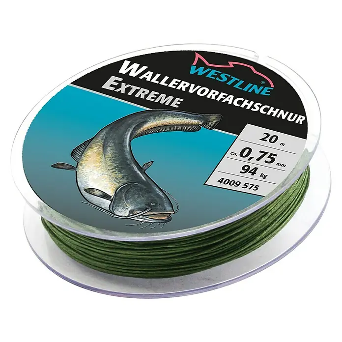 Westline Vorfach Extreme - Ø x L: 0,75 mm x 20 m, Tragkraft: 94 kg - Ein Spule Waller Extreme Angelschnur. Ideal zum Welsangeln, bietet diese grüne Schnur Stärke und Zuverlässigkeit für Angler.