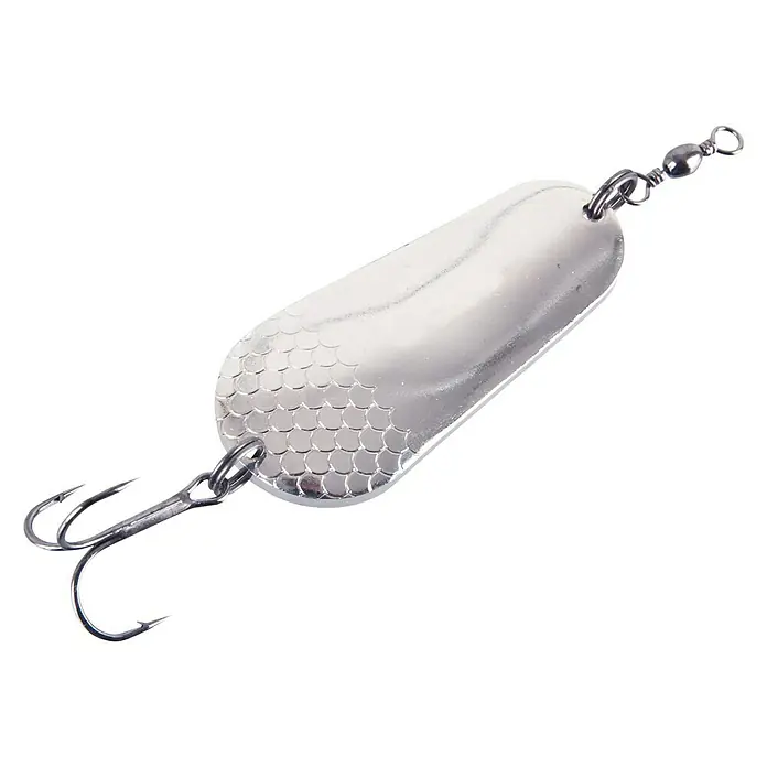 Westline Blinker The SpoonSilber, 30 g - Silberner Angelköder mit Drilling und Fischschuppenmuster für Raubfische im Süß- und Salzwasser.