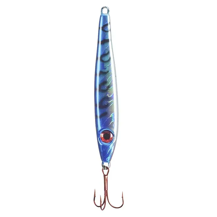 Westline Taumel-Pilker Shot Pilk - 150 g, Blau, 3D-Auge - Blau-silberner Angelköder mit scharfen Drillingen. Ideal zum Raubfischfang und effektives Angeln im Süß- und Salzwasser.