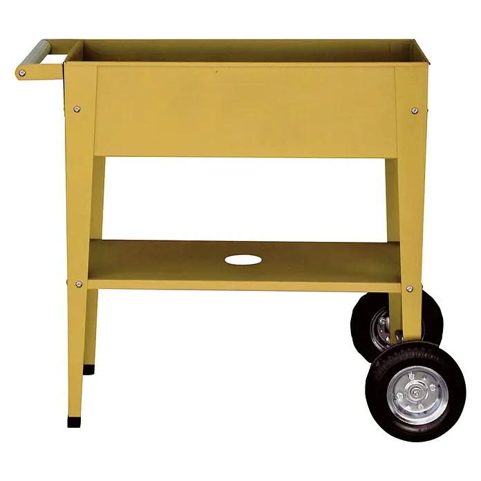 Herstera Garden Kräuterhochbeet Urban - L x B x H: 85 x 50 x 80 cm, Mustard - Gelber Pflanzkastenwagen mit Rädern und Ablagefläche für den Garten oder die Terrasse. Praktisch und mobil für Pflanzenliebhaber.