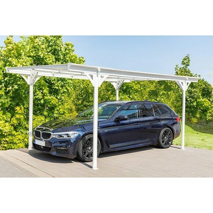 Westmann Carport Helsinki (Außenmaß inkl. Dachüberstand (B x T): 305 x 503 cm, Einzelcarport, Weiß) | BAUHAUS