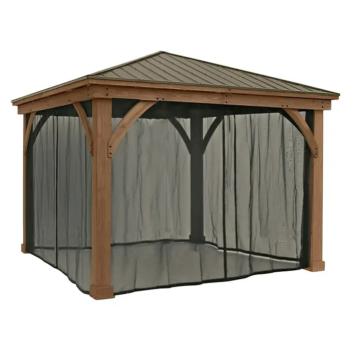 Westmann Moskitonetz - Passend für: Westmann Pavillon Devon 12x12 - Ein stilvoller Pavillon mit Moskitonetz bietet Schutz und Komfort im Freien. Das robuste Holz und das Metalldach sorgen für Langlebigkeit.