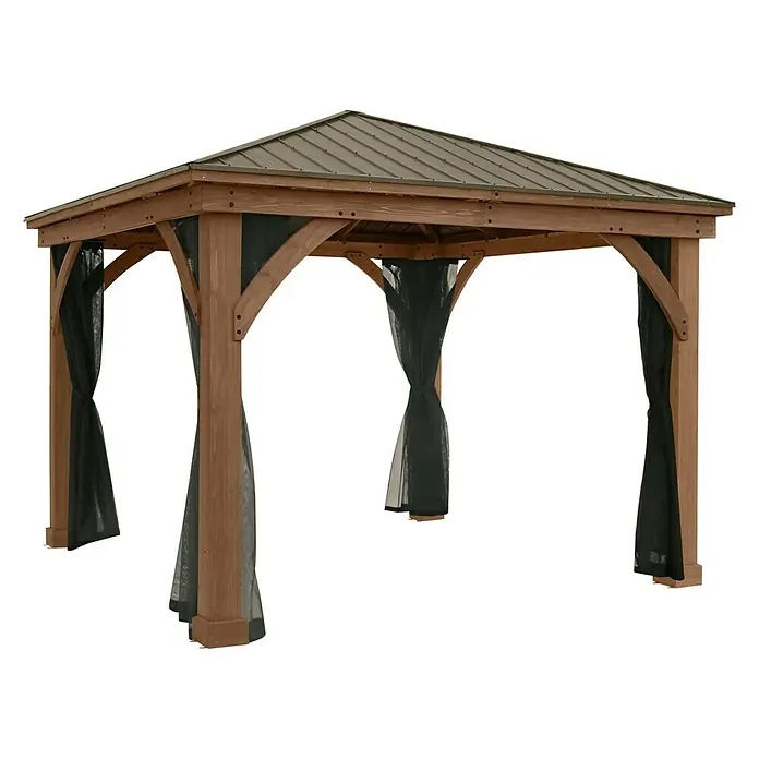 Westmann Moskitonetz - Passend für: Westmann Pavillon Devon 12x12 - Gartenpavillon mit Holzrahmen und schwarzen Vorhängen für einen stilvollen Außenbereich.