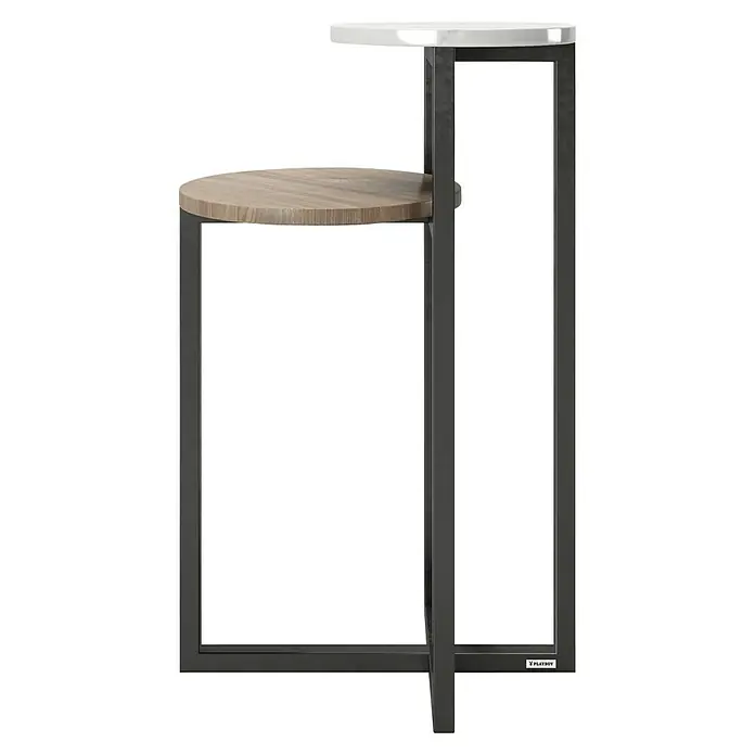 Phönix Playboy Beistelltisch Cheryl - L x B x H: 49 x 49 x 80 cm, Nussbaum, Anzahl Böden: 2 Stk. - Zweistöckiger Beistelltisch mit Marmorplatte und Holzoberfläche, ideal für moderne Wohnräume. Stilvolles Design mit robustem Metallrahmen.