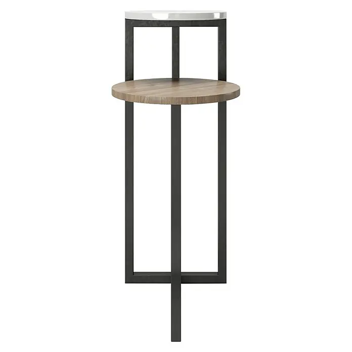 Phönix Playboy Beistelltisch Cheryl - L x B x H: 49 x 49 x 80 cm, Nussbaum, Anzahl Böden: 2 Stk. - Elegantes, modernes Möbelstück mit einer runden Holzplatte und einem robusten, dunklen Metallgestell, das Stabilität und Stil vereint.