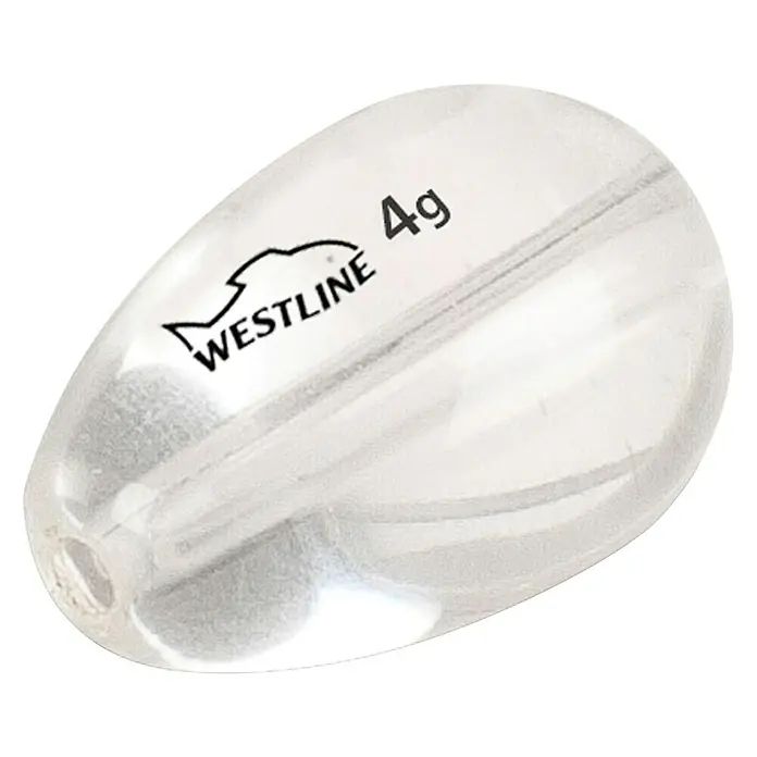 Westline Glasblei T-Drop Ghost - 4 g, 6 Stk. - Transparenter Westline 4g Schwimmer mit einer durchgehenden Röhre für die Angelschnur. Ideal für präzise Posenmontagen.