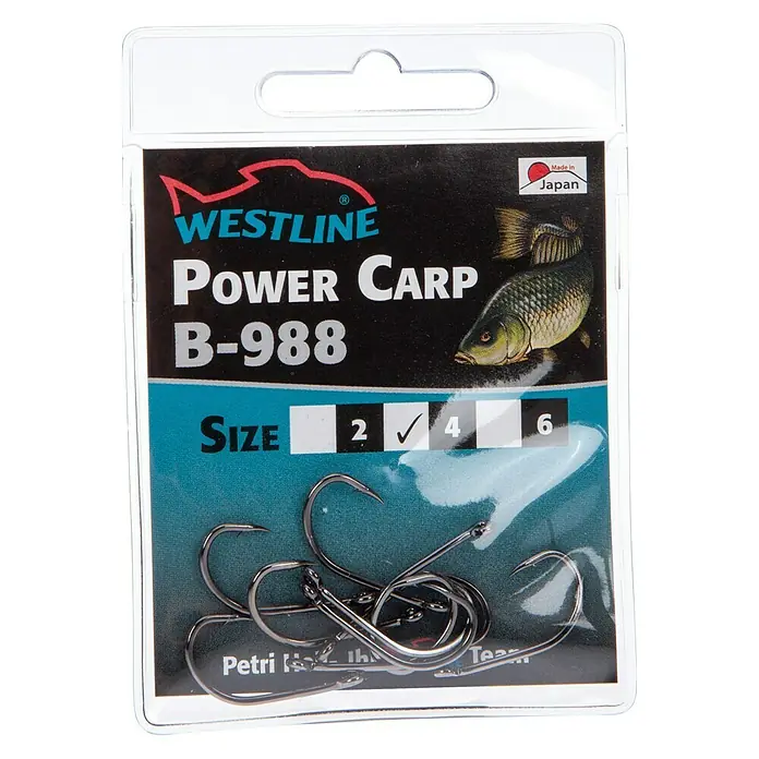 Westline Angelhaken Power Carp B-988 - Größe Haken: 4, 10 Stk., Karpfen - Westline Power Carp B-988 Angelhaken Größe 4, ideal für Karpfenangler. Hergestellt in Japan, hohe Qualität und Zuverlässigkeit.