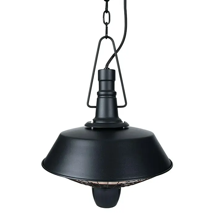Sunred Deckenheizstrahler Indus - 2.100 W, Schwarz, Durchmesser: 36 cm - Schwarze Hängelampe im Industriedesign mit Kettenaufhängung und einem Lampenschirm in Kegelform für eine stilvolle Beleuchtung.