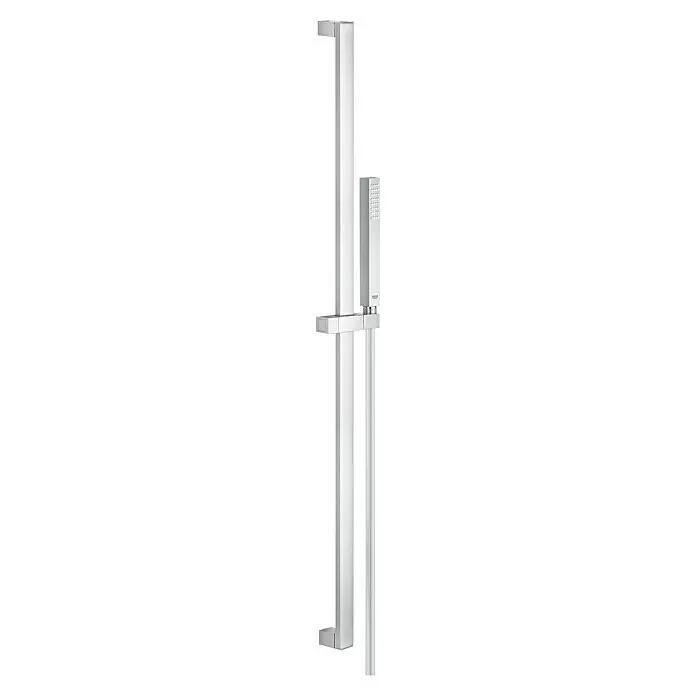 Grohe Euphoria Cube Conjunto de ducha - Distancia entre orificios: 92 cm, Tipos de chorro: Chorro normal, Cromo - Moderna columna de ducha cromada de perfil cuadrado con ducha de mano ajustable.