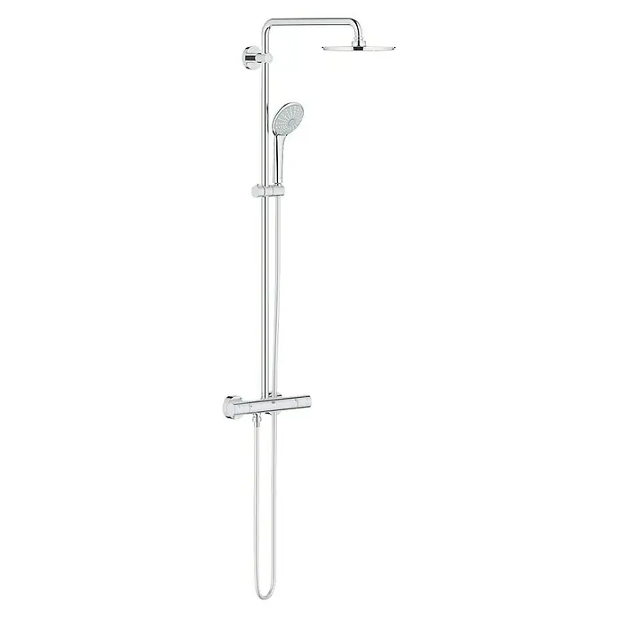 Grohe Duschsystem Euphoria XXL 210 - Mit Thermostatarmatur, Lochabstand: 101,6 cm, Anzahl Strahlarten: 3 Stk., Chrom - Duschsystem mit Kopf- und Handbrause. Das Duschsystem verfügt über eine thermostatische Armatur für komfortable Temperaturregelung.