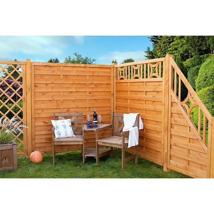 Sichtschutzelement Bern - 179 x 179 cm, Holz, Pinie - Gartenmöbel-Set mit Holzzaun, Tisch, Stühlen und Accessoires für eine gemütliche Gartenecke. Perfekt zum Entspannen im Freien.