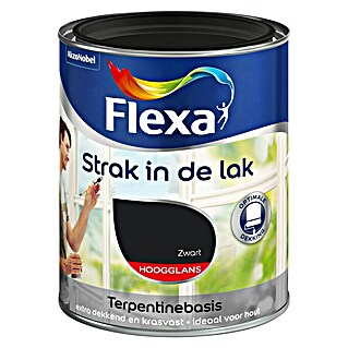 Flexa Strak in de Lak Kleurlak Terpentinebasis Zwart (Zwart, Hoogglans, 750 ml)