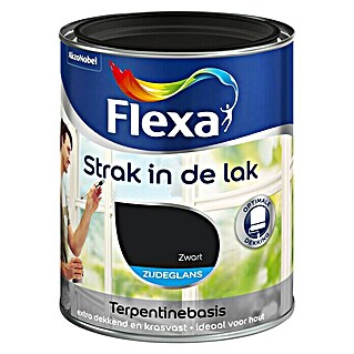 Flexa Strak in de Lak Kleurlak Terpentinebasis Zwart (Zwart, 750 ml, Zijdeglans)