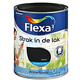 Flexa Strak in de Lak Kleurlak Waterbasis (Zwart, 750 ml, Zijdeglans)