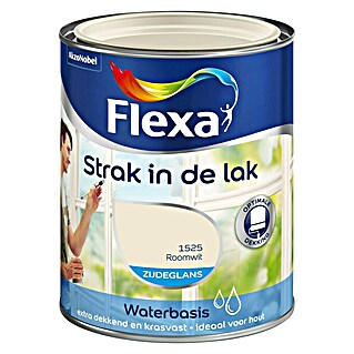 Flexa Strak in de Lak Witte lak Zijdeglans Roomwit Waterbasis (750 ml)