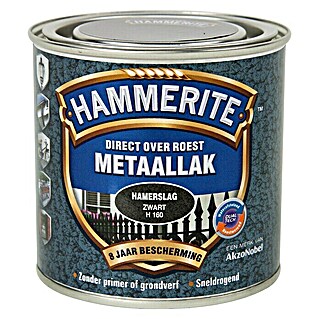 Hammerite Metaallak Hamerslag Zwart H160 (Zwart, 250 ml)