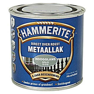 Hammerite Metaallak Hoogglans Grijs (Grijs, 250 ml, Hoogglans)
