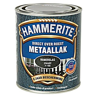 Hammerite Metaallak Hamerslag Zwart H160 (Zwart, 750 ml)