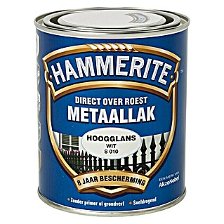 Hammerite Metaallak Hoogglans Wit S010 (Wit, 750 ml, Hoogglans)