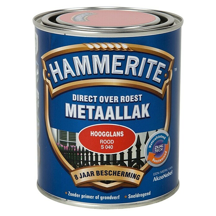 Hammerite Metaallak Hoogglans Rood S040 (Rood, 750 ml, Hoogglans) | BAUHAUS