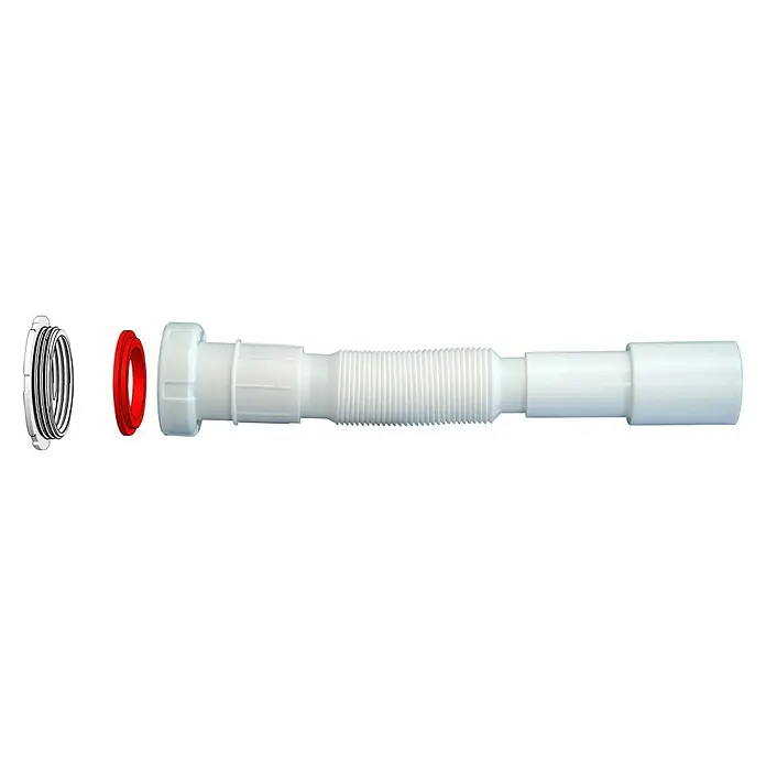 Tecnoagua Sifón extensible dual con tuerca loca 300-900 mm - 1 ½″, 50 mm - Extensión de sifón de plástico, blanco, con juntas, para lavabos o fregaderos. La extensión es flexible y fácil de instalar fontanería.