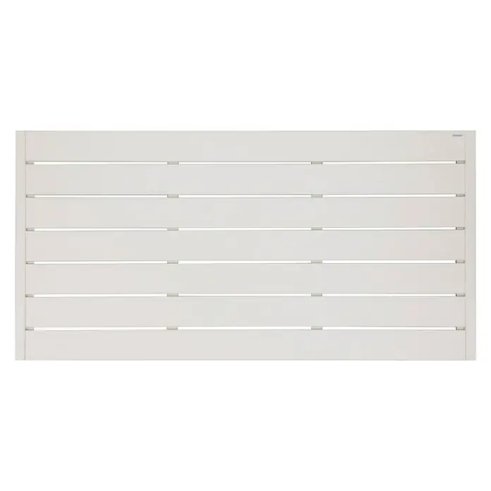 Andrewex Sichtschutzelement Faro - B x H: 180 x 90 cm, 180 x 90 cm, Latte - Nahaufnahme eines weißen Heizkörpers mit horizontalen Lamellen, ideal für eine moderne und effiziente Raumheizung.
