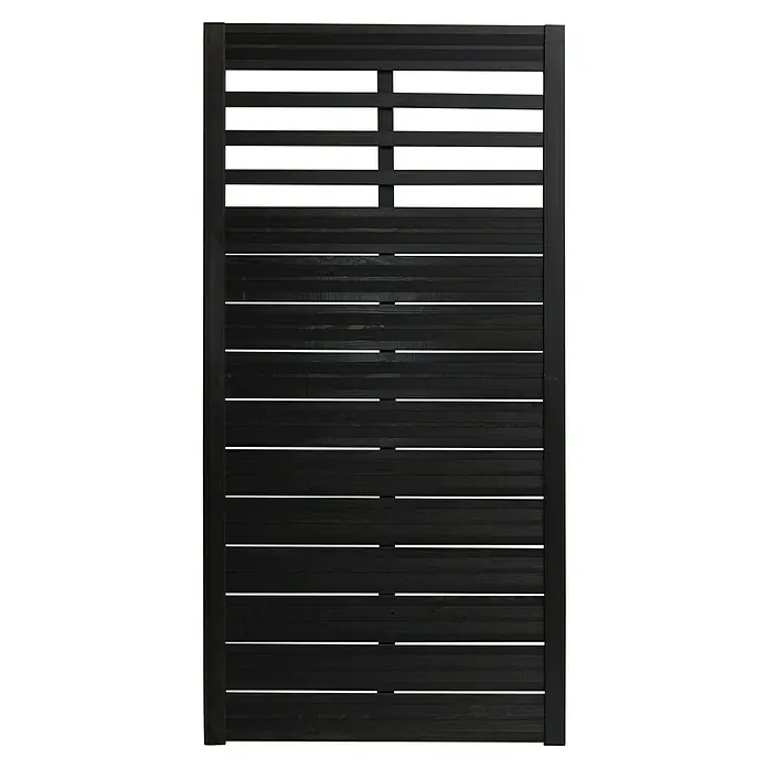 Andrewex Sichtschutzelement Soho - B x H: 90 x 180 cm, Anthrazit - Schwarzes Holzzaun-Paneel mit horizontalen Lamellen und modernem Design, ideal für den stilvollen Sichtschutz im Garten.