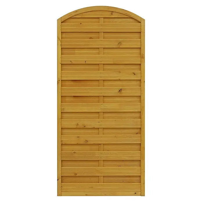 Andrewex Sichtschutzelement München - 90 x 180/195 cm, Pinie - Ein Zaunelement aus Holz mit einem abgerundeten oberen Abschluss, ideal für den Garten. Der Holzzaun bietet Sichtschutz und fügt sich natürlich ein.