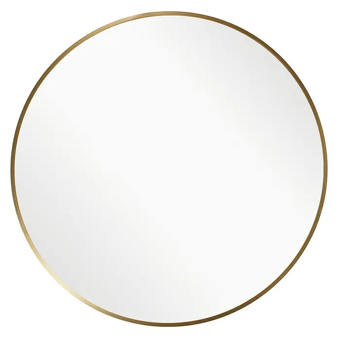 Rahmenspiegel Levi - Durchmesser: 80 cm, Gold, Metall - Runder Spiegel mit einem schlanken goldenen Rahmen, der einen modernen und eleganten Touch verleiht. Ideal für Badezimmer oder Flur.