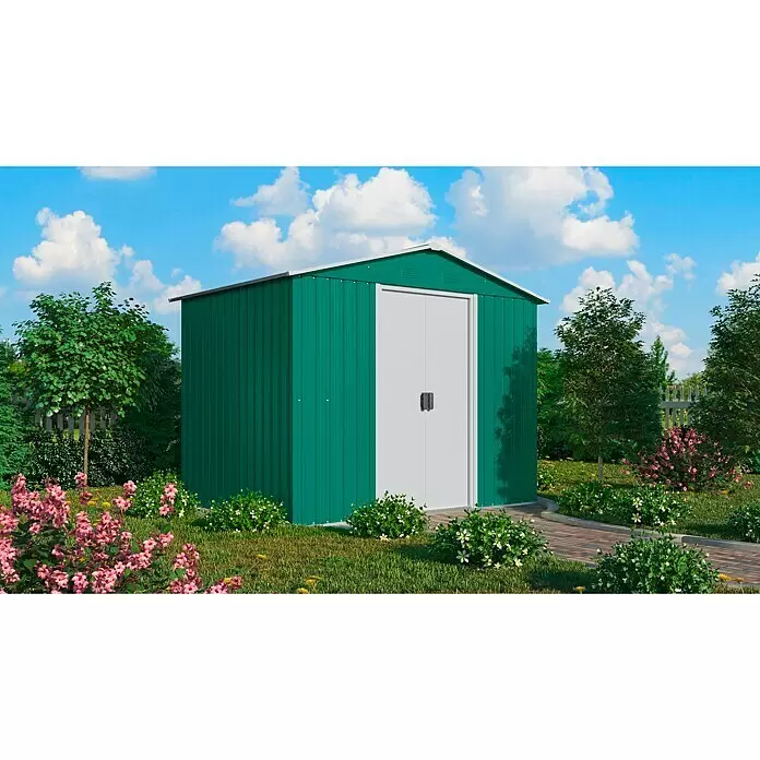 Pergart Gerätehaus Köln II - 194 cm, 131 cm, Stahl, Tanne, Creme - Stimmungsaufnahme