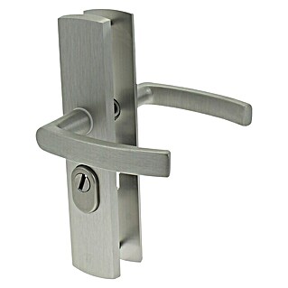 Axa Deurbeslag kruk-kruk, langschild, PC55, type 6665-10 RVS-look (Beveiligings-deurbeslagset, Aluminium)