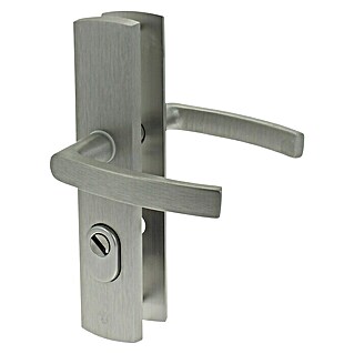 Axa Deurbeslag kruk-kruk, langschild, PC72, type 6665-10 RVS-look (Beveiligings-deurbeslagset, Aluminium)