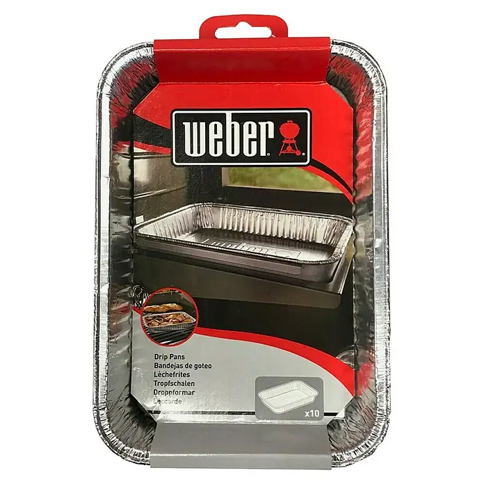 Weber Alu-Tropfschale - L x B x H: 21 x 15 x 5 cm, 10 Stk. - Weber Tropfschalen im 10er-Pack. Aluminiumschalen zur Fettauffang beim Grillen, ideal für sauberes Grillen und einfache Entsorgung.