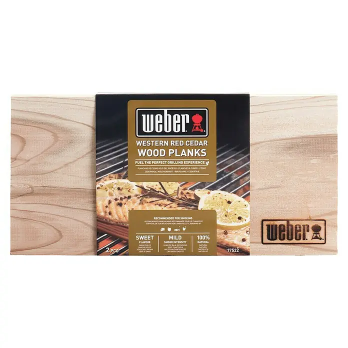 Weber Räucherbrett - 2 Stk., Zedernholz - Weber Western Red Cedar Räucherholz-Planken für ein perfektes Grillerlebnis mit süßem Aroma und milder Rauchintensität für natürlich geräucherte Speisen.