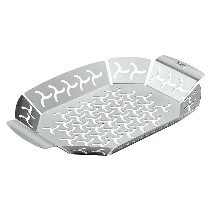 Weber Gemüsekorb - Edelstahl, L x B: 26,9 x 18,5 cm - Hier ist ein Weber Grillkorb aus Edelstahl, ideal für Gemüse oder kleinere Speisen, um sie vor dem Durchfallen zu schützen.
