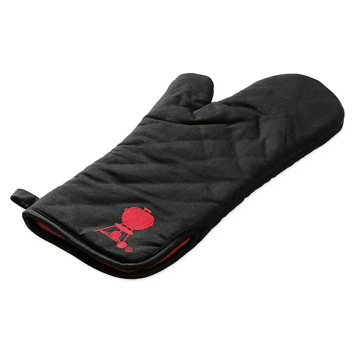 Weber Grillhandschuh - Schwarz - Schwarzer Ofenhandschuh mit rotem Weber-Logo, ideal zum Grillen und Backen. Schützt die Hände vor Hitze.