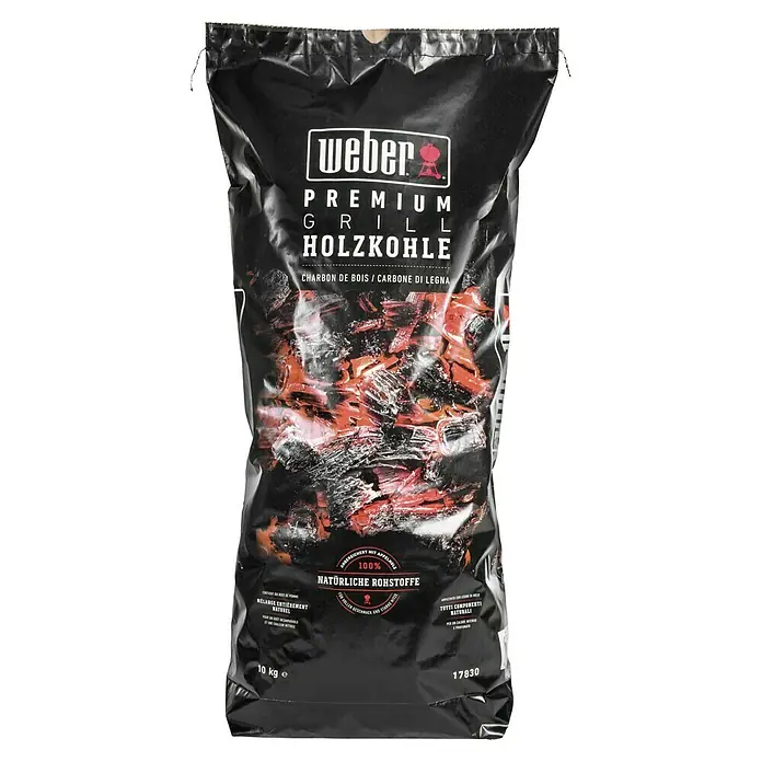Weber Grillkohle - 10 kg - Eine volle Tüte Weber Premium Grill Holzkohle, ideal zum Grillen mit dem Weber Grill. 100% natürliche Rohstoffe für vollen Geschmack.