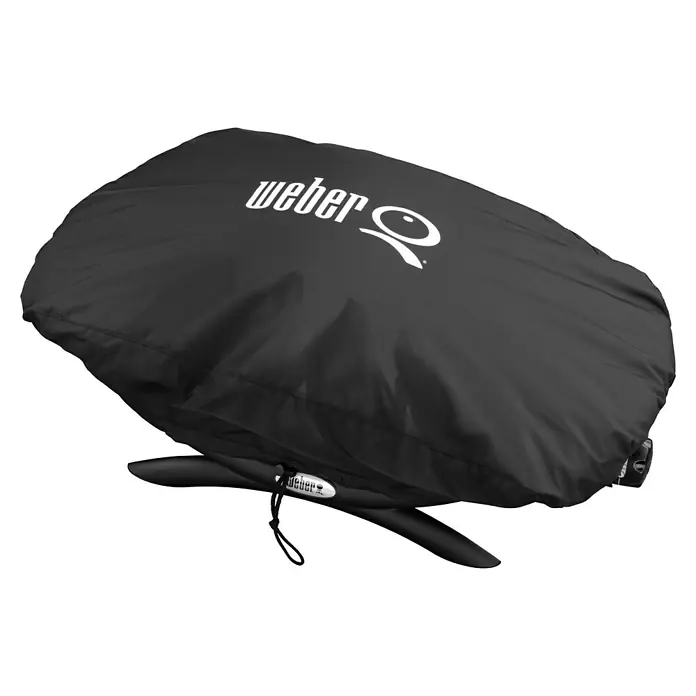 Weber Grill-Schutzhülle Standard - Passend für: Weber Q 100 Serie, Kunststoff - Schwarze Weber Grill Abdeckung mit weißem Logo. Schützt Ihren Grill vor Witterungseinflüssen und hält ihn sauber.