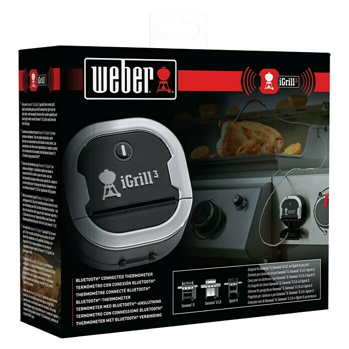 Weber Grill-Thermometer iGrill 3 (Messbereich: -30 °C bis 300 °C, Bluetooth, 2 Messfühler)
