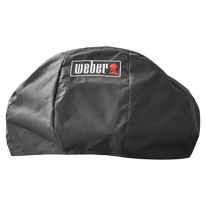 Weber Premium Grill-Schutzhülle - Passend für: Weber Smartgrill Pulse 1000 - Schwarze Weber Grillabdeckung mit rotem Weber-Logo in der Mitte, die den Grill vor Witterungseinflüssen schützt.