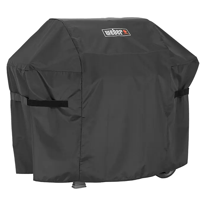 Weber Grill-Schutzhülle - Passend für: Weber Spirit 200/300 Serie - Bild einer schwarzen Weber-Grillabdeckung, die den Grill vor Witterungseinflüssen schützt und die Lebensdauer des Grills verlängert.