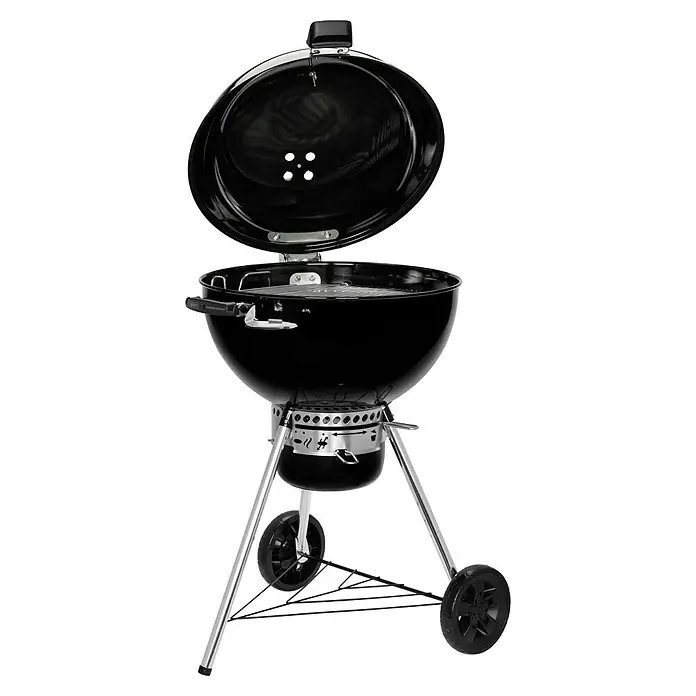 Weber Master-Touch GBS Kugelgrill Premium E-5770 - Durchmesser Grillfläche: 57 cm, Schwarz/Silber - Offener Holzkohlegrill in Schwarz und Silber mit Rädern, perfekt zum Grillen im Freien.