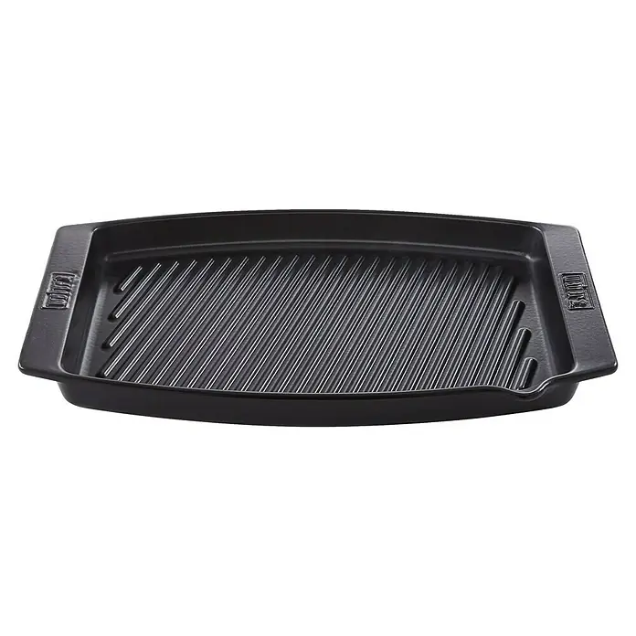 Weber Grillpfanne BBQ Keramik - L x B: 47 x 28 cm, Höhe: 4,4 cm - Schwarze Weber Grillplatte mit Rillenmuster für köstliche Grillgerichte. Ideal für Fleisch, Gemüse und mehr, für authentische Grillstreifen.