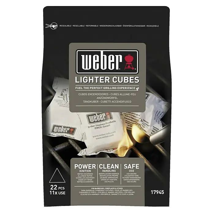 Weber Anzündwürfel - Gesamtstückzahl: 22 Stk. - Weber Anzündwürfel: Sichere und saubere Zündung für Grill, Kamin & Ofen, wiederverschliessbar, für ein perfektes Grillerlebnis.