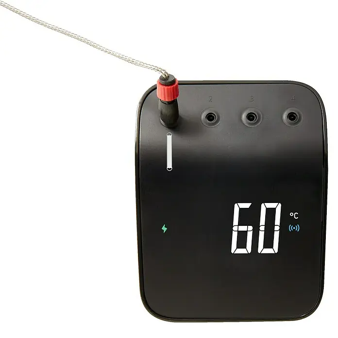 Weber Asistente smart para barbacoa Weber Connect - L x An x Al: 9,8 x 3,4 x 7,5 cm - Un termómetro digital para parrilla con sonda que muestra 60°C, perfecto para una cocción precisa.