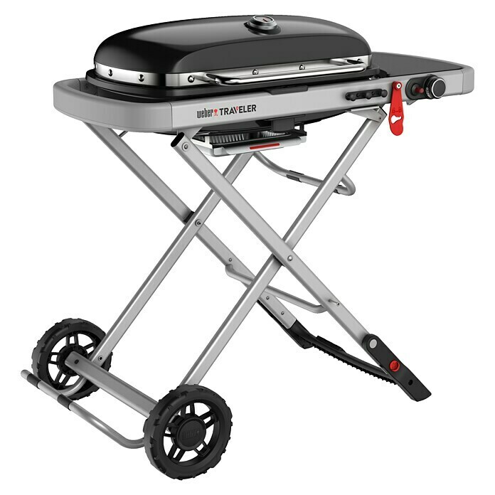 Weber Gasgrill TravelerAnzahl Brenner: 1, L x B x H: 58,4 x 110,8 x 94,5 cm Diagonal View